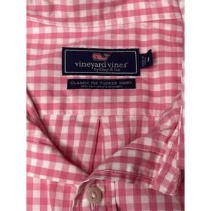 Vineyard Vines Shirt Mens M Pink Gingham Check Classic Tucker Button Long Sleeve